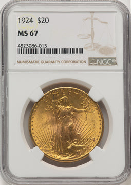 1924 $20 Saint Saint-Gaudens Double Eagle NGC MS67 (777158014)