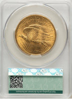 1908 $20 NO MOTTO Saint-Gaudens Double Eagle CACG MS64