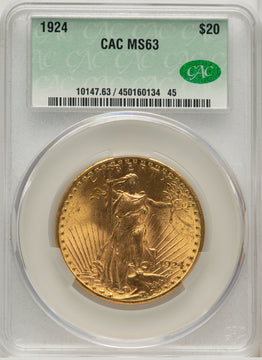 1924 $20 Saint Saint-Gaudens Double Eagle CACG MS63 (776765003)