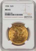 1904 $20 Liberty Brown Label Liberty Double Eagle NGC MS65