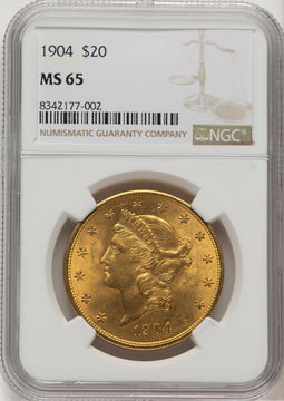 1904 $20 Liberty Brown Label Liberty Double Eagle NGC MS65 (177295099)