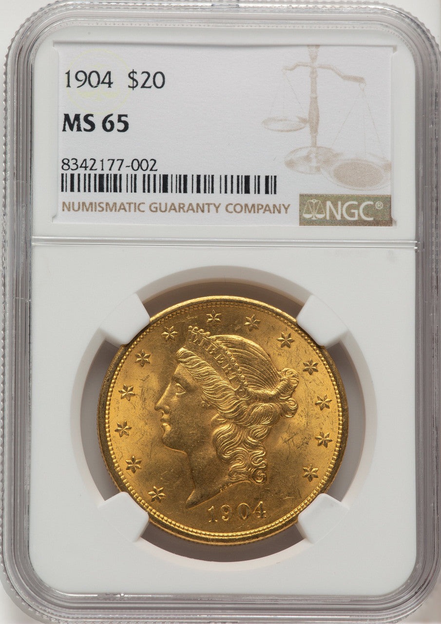 1904 $20 Liberty Brown Label Liberty Double Eagle NGC MS65 (177295099)