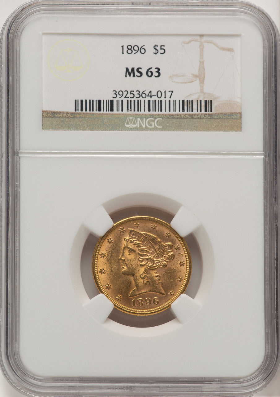 1896 $5 Liberty Half Eagle NGC MS63 (506465005)