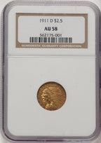 1911-D $2.50 Indian Quarter Eagle NGC AU58 (777395010)