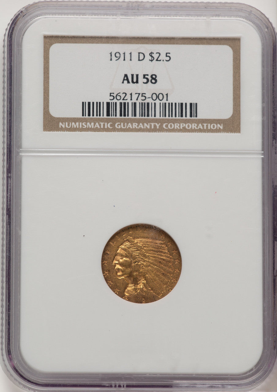1911-D $2.50 Indian Quarter Eagle NGC AU58 (777395010)
