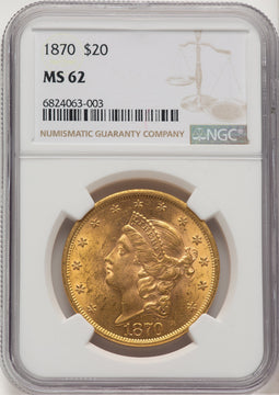 1870 $20 Liberty Double Eagle NGC MS62