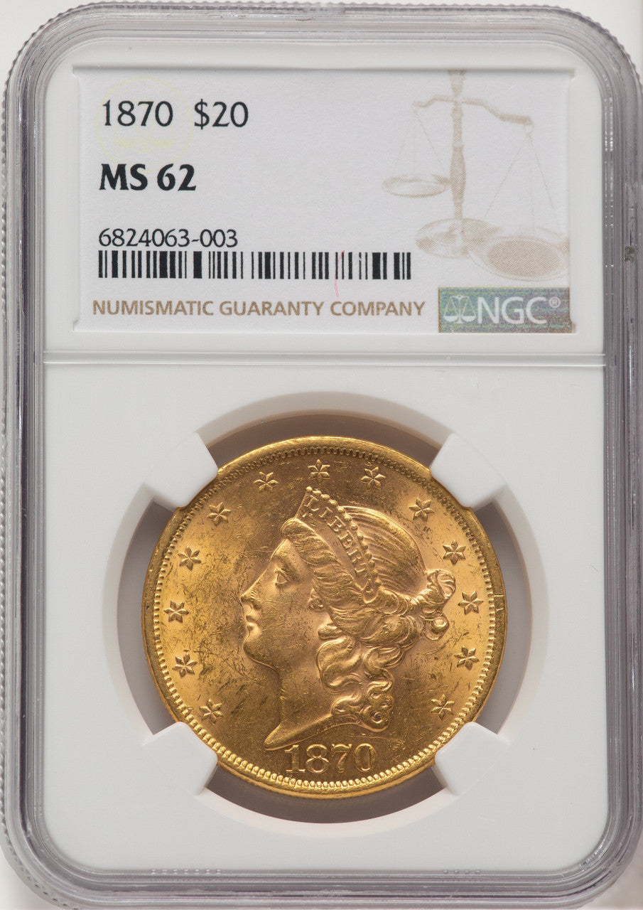 1870 $20 Liberty Double Eagle NGC MS62