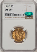 1892 $5 CAC Liberty Half Eagle NGC MS64+