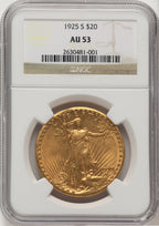 1925-S $20 Saint-Gaudens Double Eagle NGC AU53