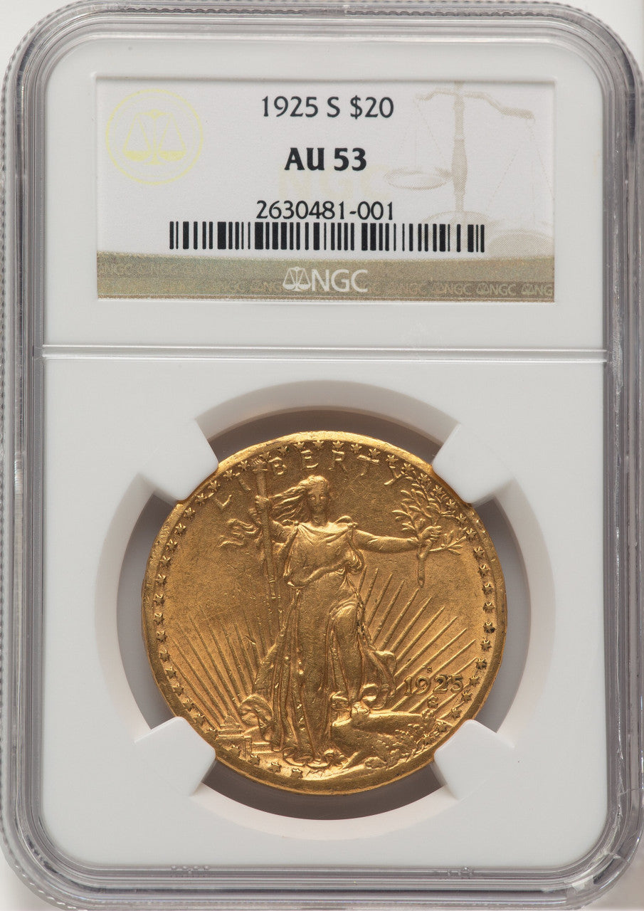 1925-S $20 Saint-Gaudens Double Eagle NGC AU53