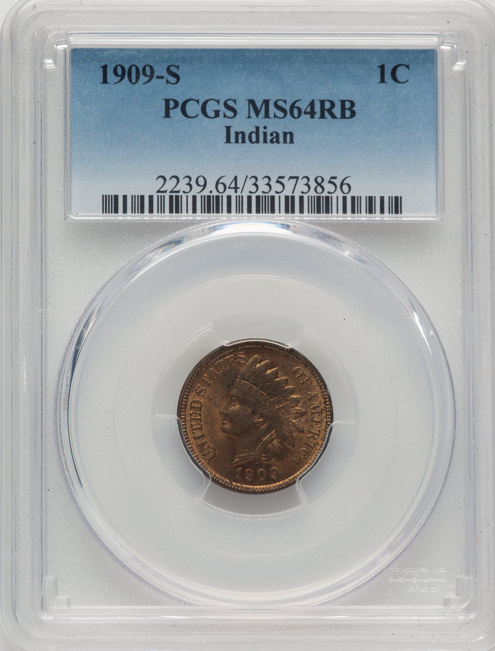 1909-S 1C Indian RB Indian Cent PCGS MS64