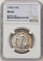 1938-D 50C Walking Liberty Half Dollar NGC MS66 (520973012)