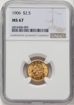 1906 $2.50 Liberty Quarter Eagle NGC MS67 (520973010)