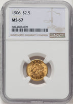 1906 $2.50 Liberty Quarter Eagle NGC MS67 (520973010)
