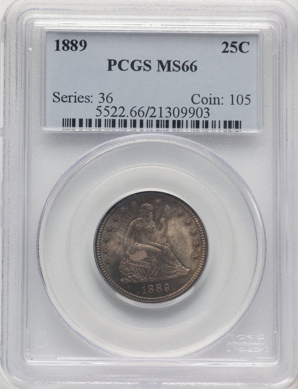1889 25C Seated Quarter PCGS MS66