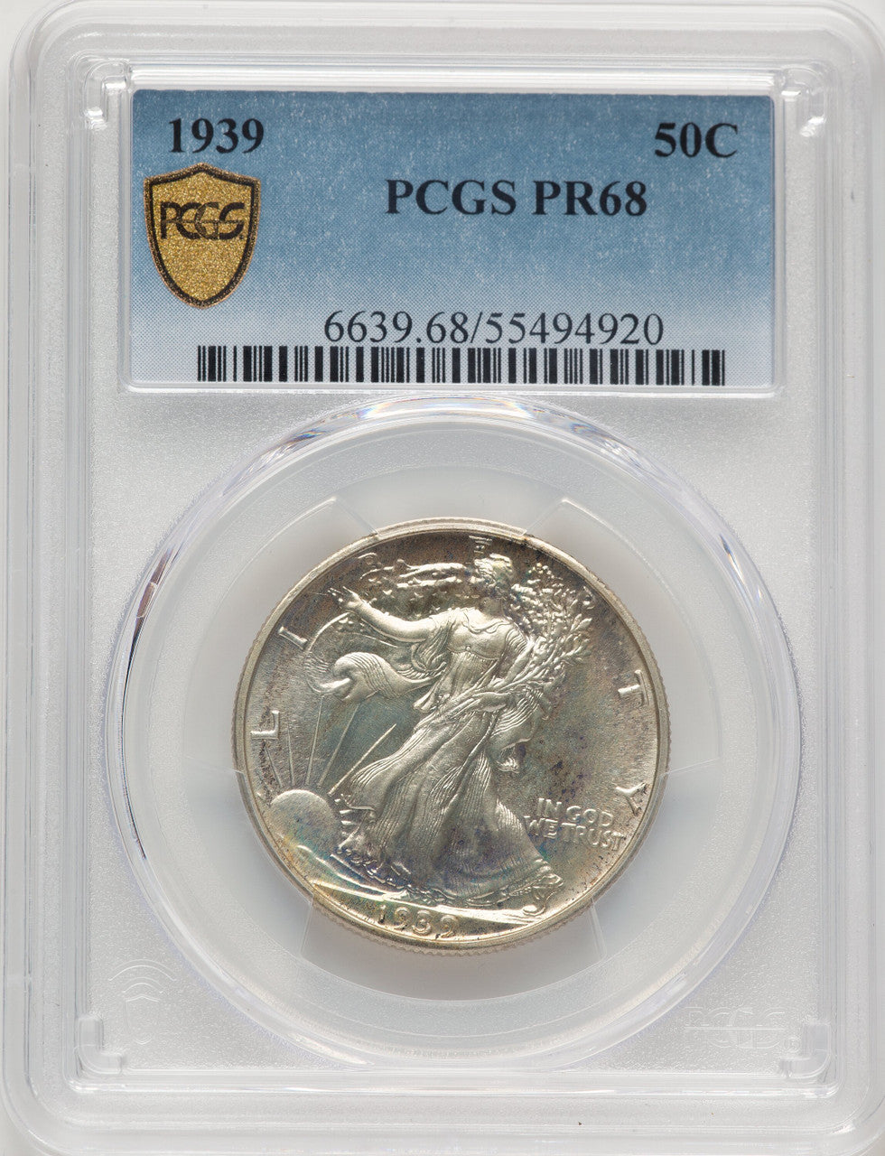 1939 50C Proof Walking Liberty Half Dollar PCGS PR68 (520973001)