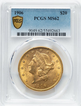 1906 $20 Liberty Double Eagle PCGS MS62