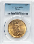 1908 $20 MOTTO Saint-Gaudens Double Eagle PCGS MS63