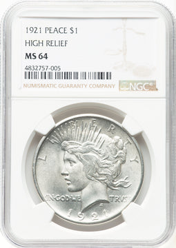 1921 Peace Dollar NGC MS64 (777479007)