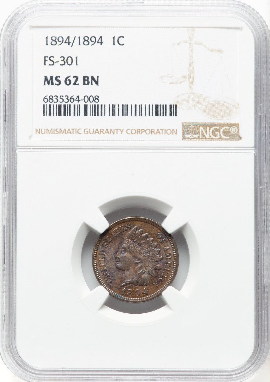 1894/1894 1C FS-301 BN Indian Cent NGC MS62 (910611001)
