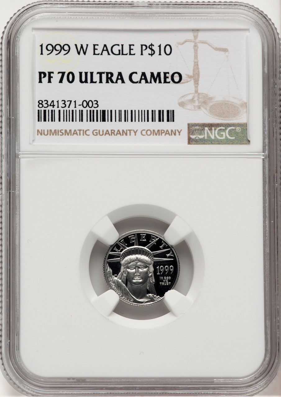 1999-W $10 Tenth-Ounce Platinum Brown Label NGC PF70 (768384089)