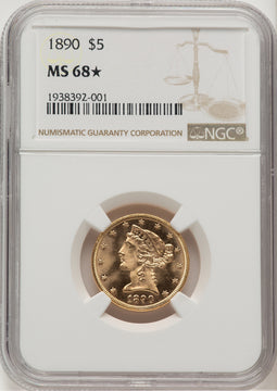 1890 $5 Liberty Half Eagle NGC MS68