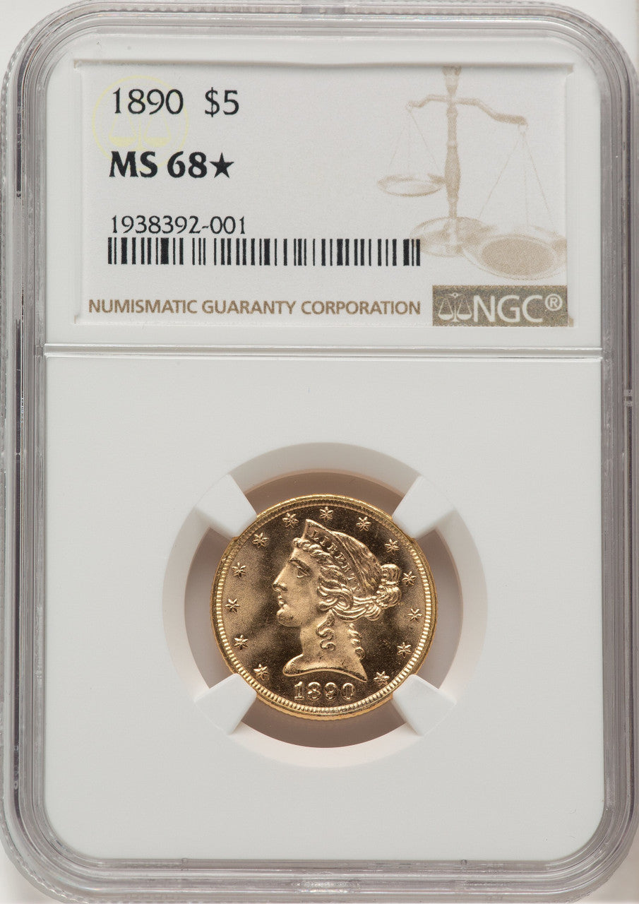 1890 $5 Liberty Half Eagle NGC MS68