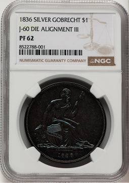 1836 $1 Judd-60 Original Gobrecht Dollar NGC MS62