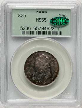 1825/4 25C CAC Bust Quarter PCGS MS65