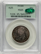 1825/4 25C CAC Bust Quarter PCGS MS65