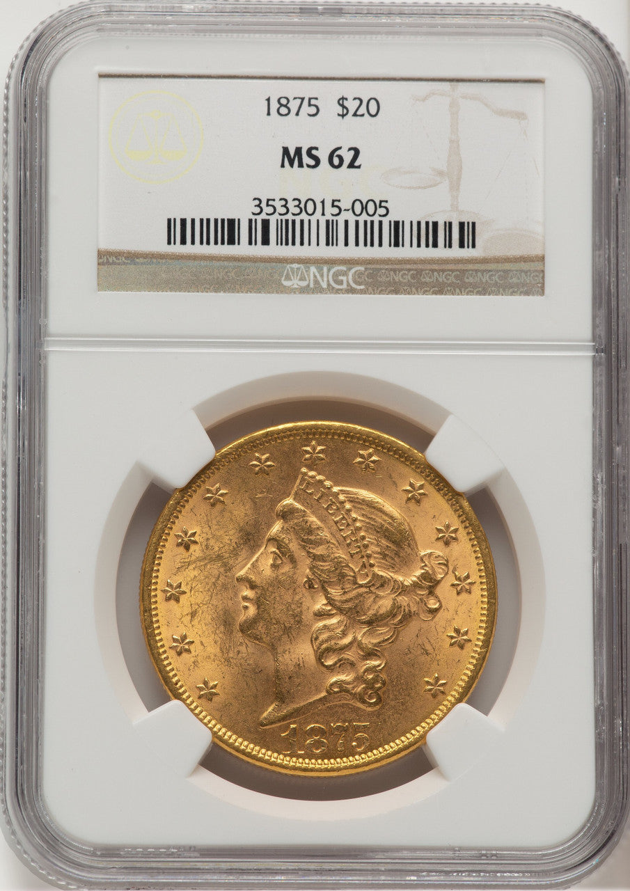 1875 $20 Liberty Double Eagle NGC MS62