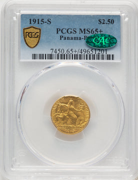 1915-S $2.50 Panama-Pacific Quarter Eagle CAC Commemorative Gold PCGS MS65+