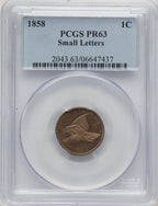 1858 Small Letters Proof Flying Eagle Cent PCGS PR63