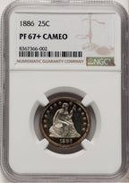 1886 25C CA Proof Seated Quarter NGC PR67+