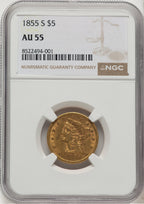 1855-S $5 Liberty Half Eagle NGC AU55 (774580036)