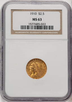 1910 $2.50 Indian Quarter Eagle NGC MS63 (506652008)