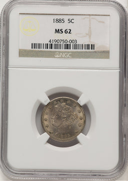 1885 5C Liberty Nickel NGC MS62