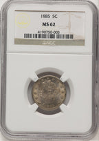 1885 5C Liberty Nickel NGC MS62