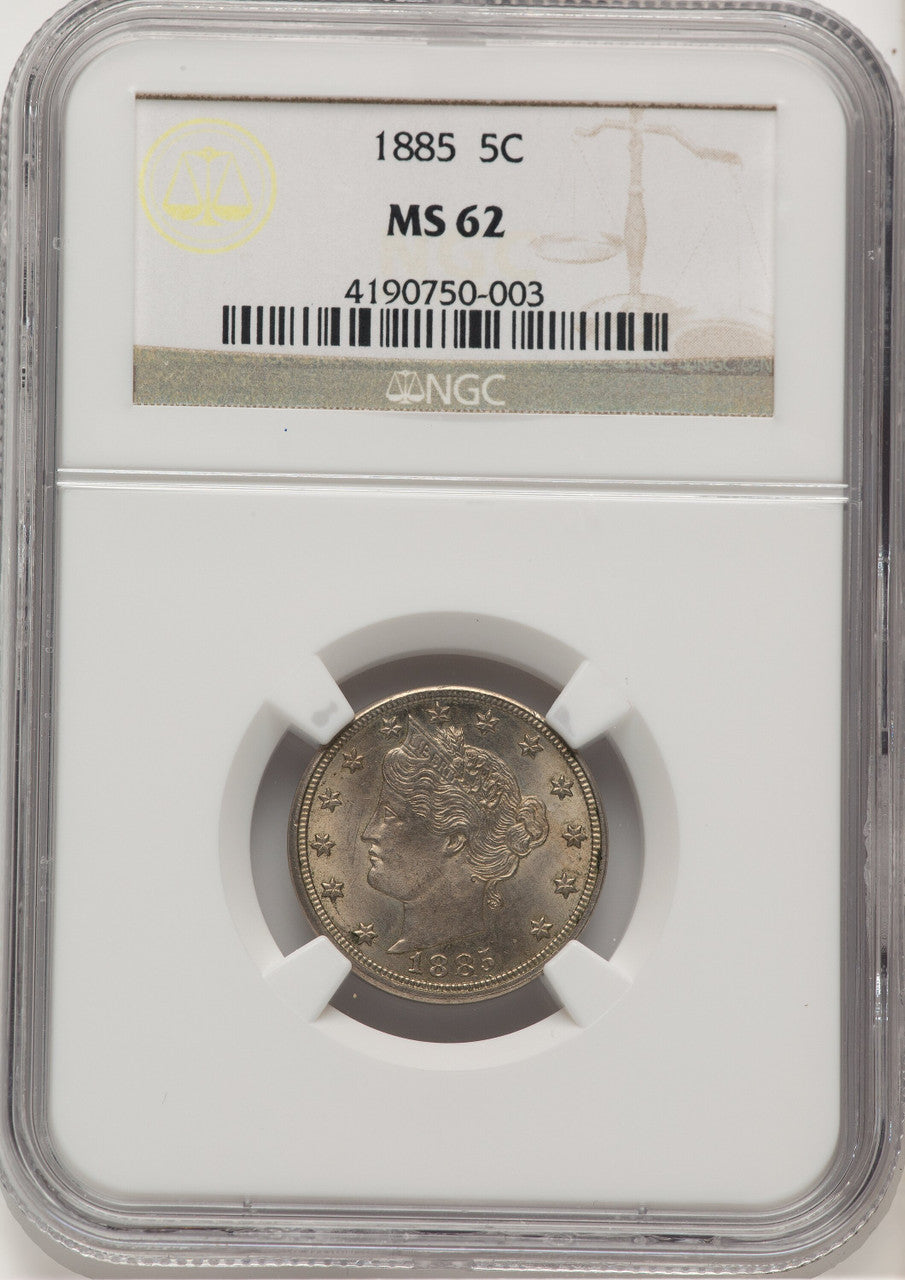 1885 5C Liberty Nickel NGC MS62