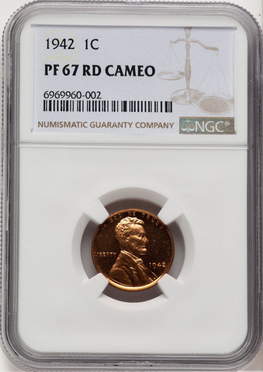 1942 1C CA Proof Lincoln Cent NGC PR67