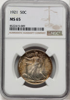 1921 50C Walking Liberty Half Dollar NGC MS65