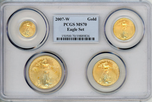 2007-W Gold Eagle Set Blue Gradient Mint Sets PCGS MS70