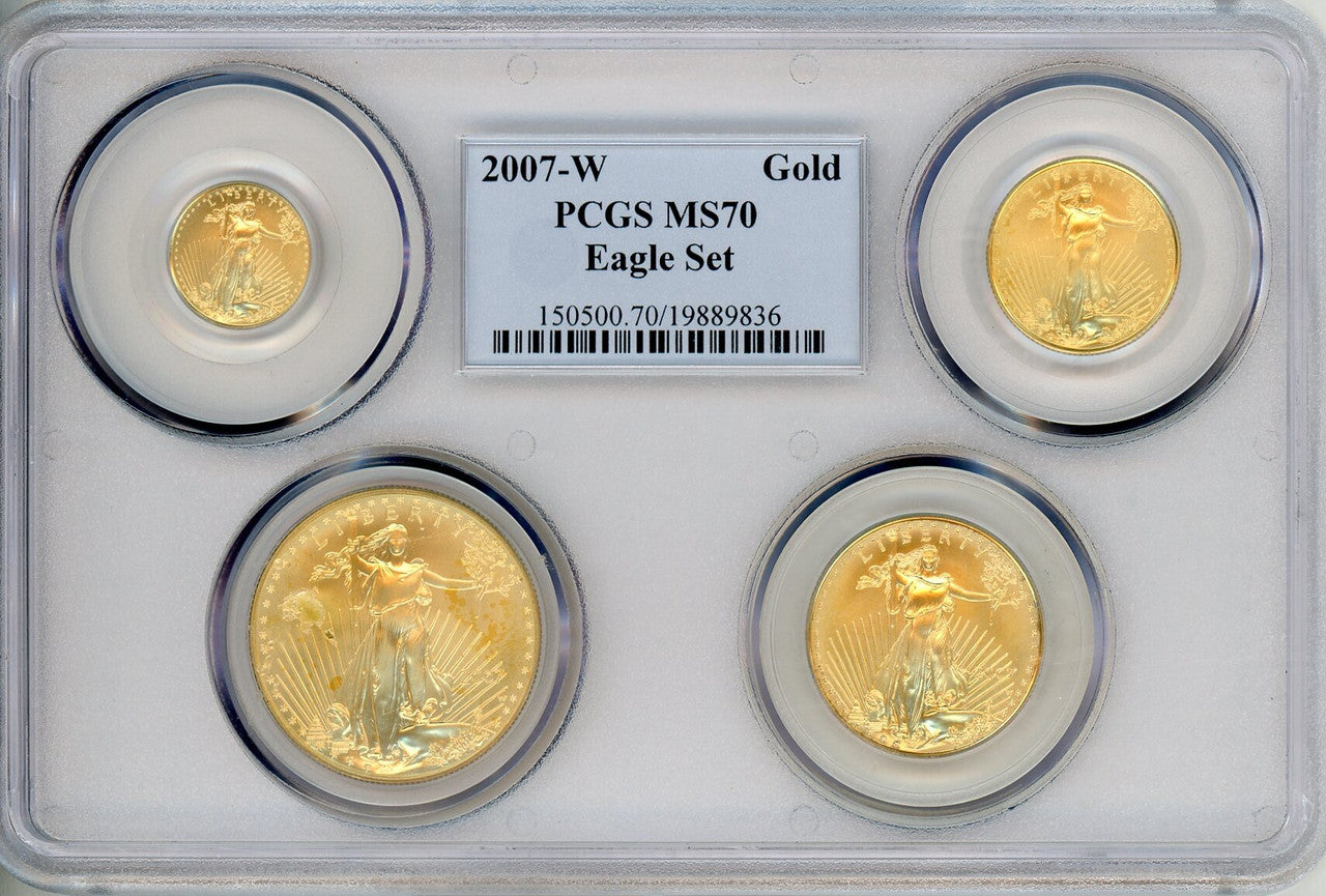 2007-W Gold Eagle Set Blue Gradient Mint Sets PCGS MS70