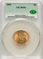 1899 $5 Liberty Half Eagle CACG MS66