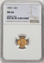 1853 G$1 Gold Dollar NGC MS66 (773688020)