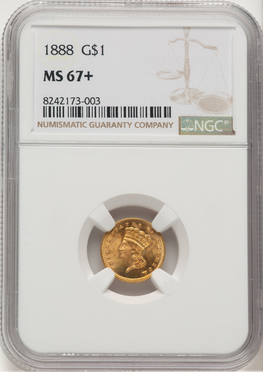 1888 G$1 Gold Dollar NGC MS67+