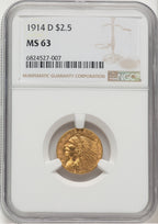 1914-D $2.50 Indian Quarter Eagle NGC MS63 (774824001)