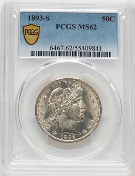 1893-S 50C Barber Half Dollar PCGS MS62