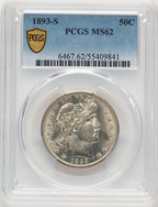 1893-S 50C Barber Half Dollar PCGS MS62