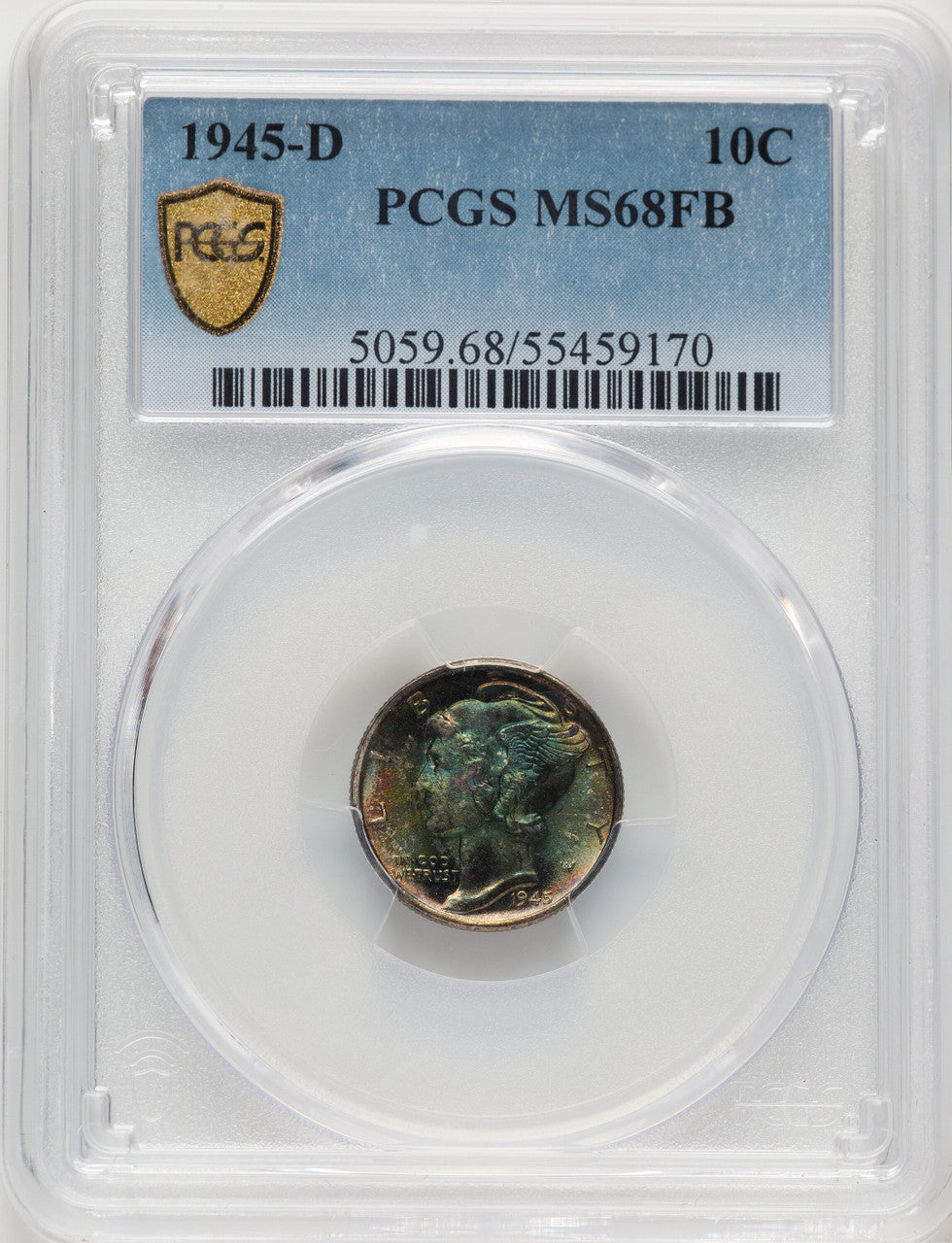 1945-D 10C FB Mercury Dime PCGS MS68